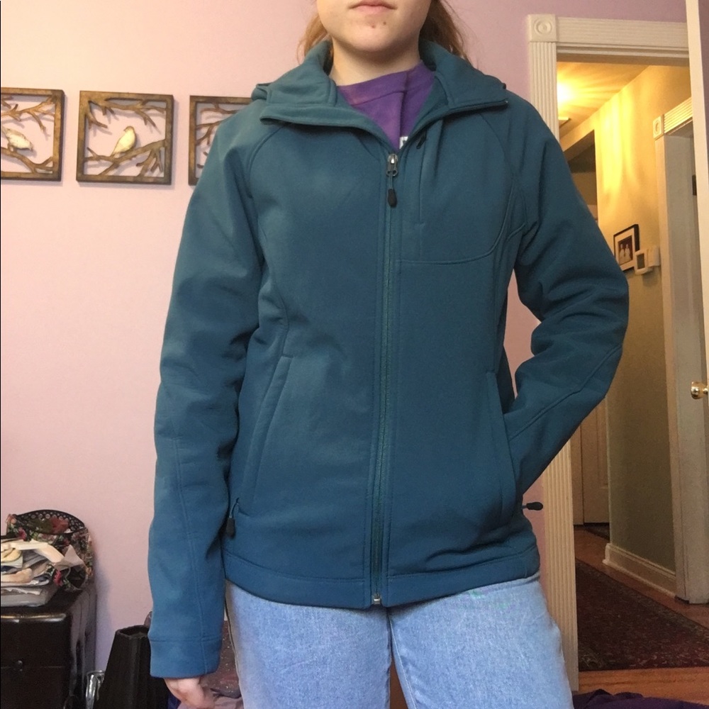 Warm teal water resistant fleece lined jacket